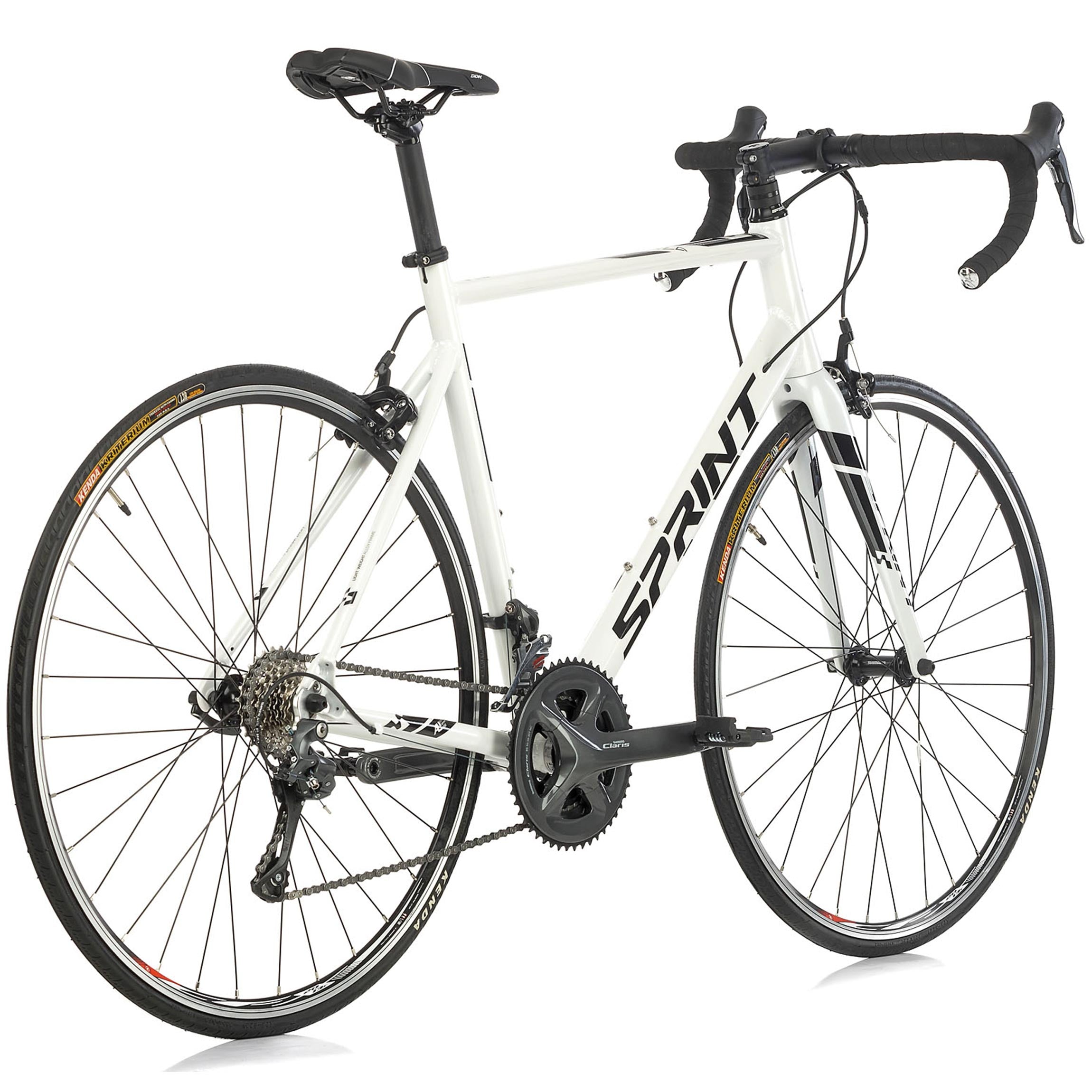 28" Heren racefiets SPRINT MONZA RACE met carbon voorvork 2 x 8 versnellingen SHIMANO CLARIS RD-R2000 Wit / Zwart