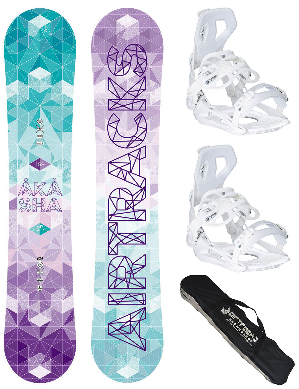 Damen Snowboardset Akasha Zero Rocker + Snowboard Bindung Master Pro W + SB Bag
