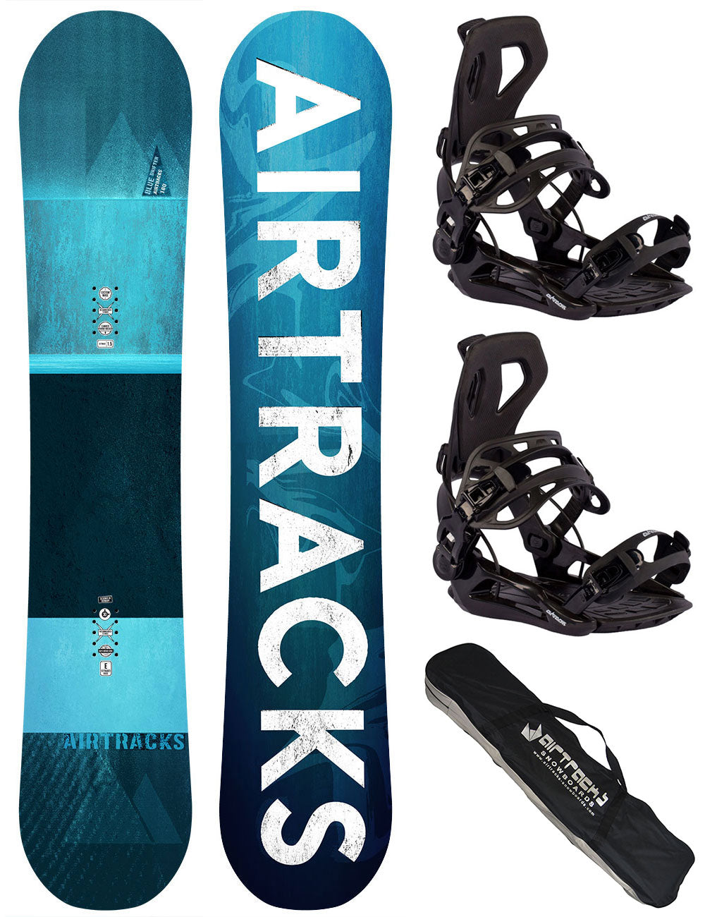 Blue Drifter Snowboardset Hybrid Rocker Wide + Snowboard Bindung Master Pro + SB Bag