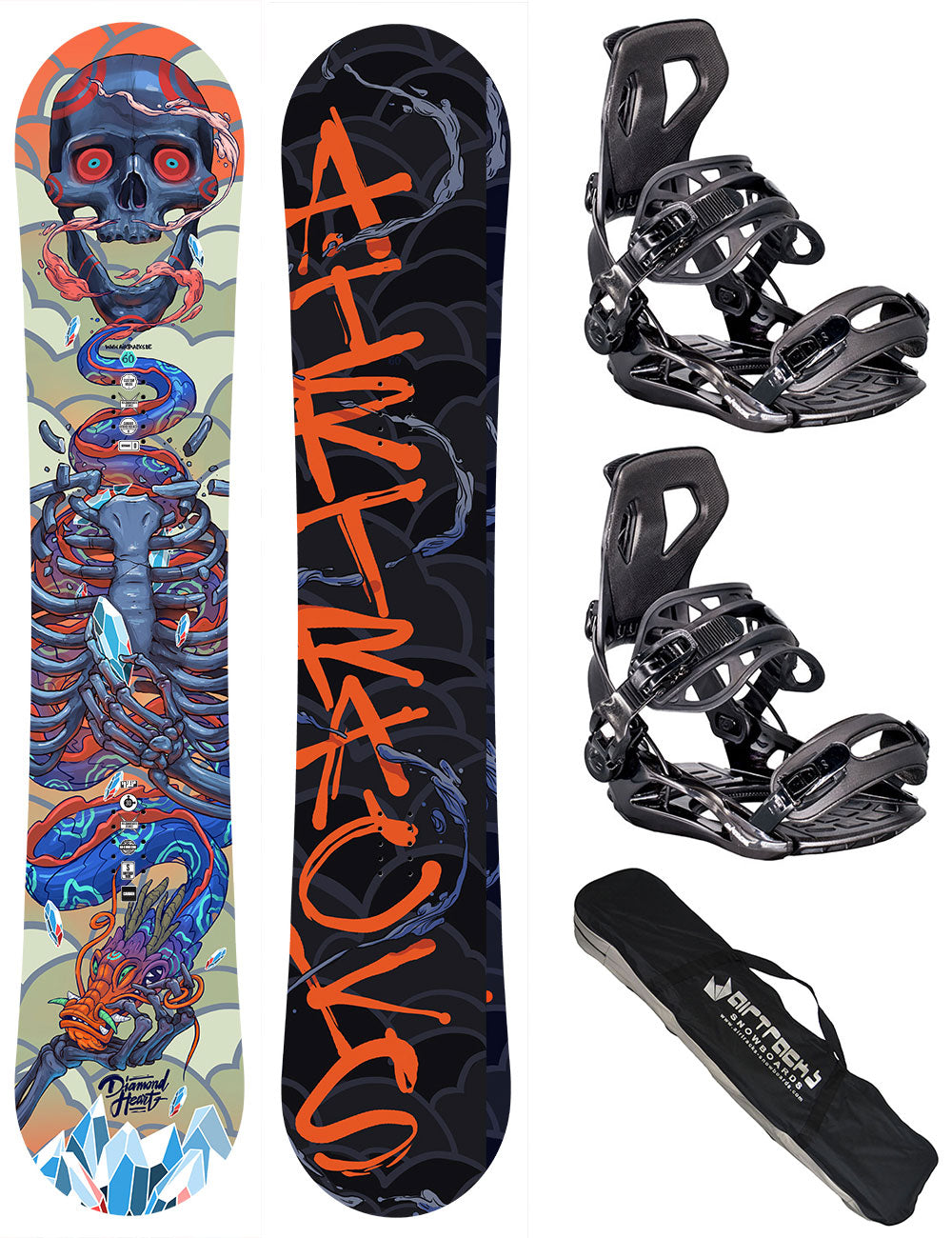 Herren Snowboard Set Diamond Heart + Bindung Master Größe XL + SB Bag