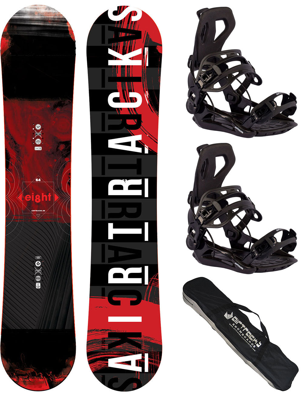 Herren Snowboardset Eight Hybrid Rocker Wide + Snowboard Bindung Master Pro + SB Bag