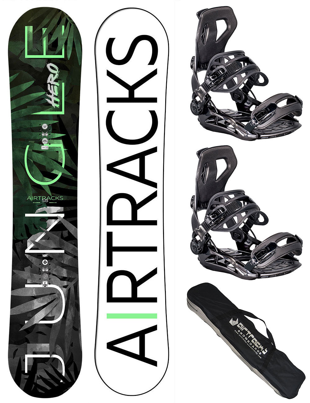 Herren Snowboard Set Jungle Hero Hybrid Rocker Wide + Bindung Master Größe L + SB Bag