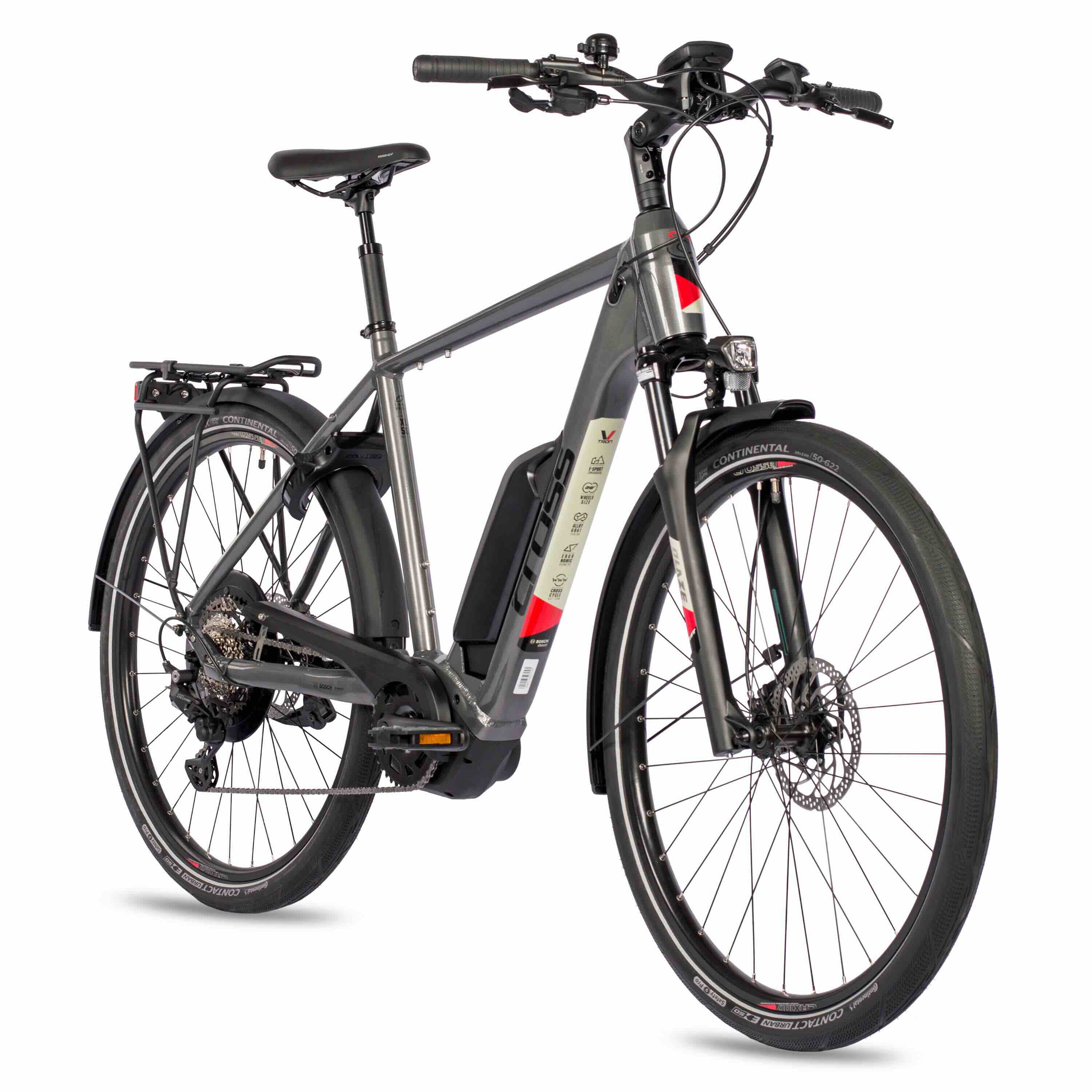 28 pollici di e-bike da trekking bicicletta v-tron bosch attivo plus riga 500wh 10s shimano deore