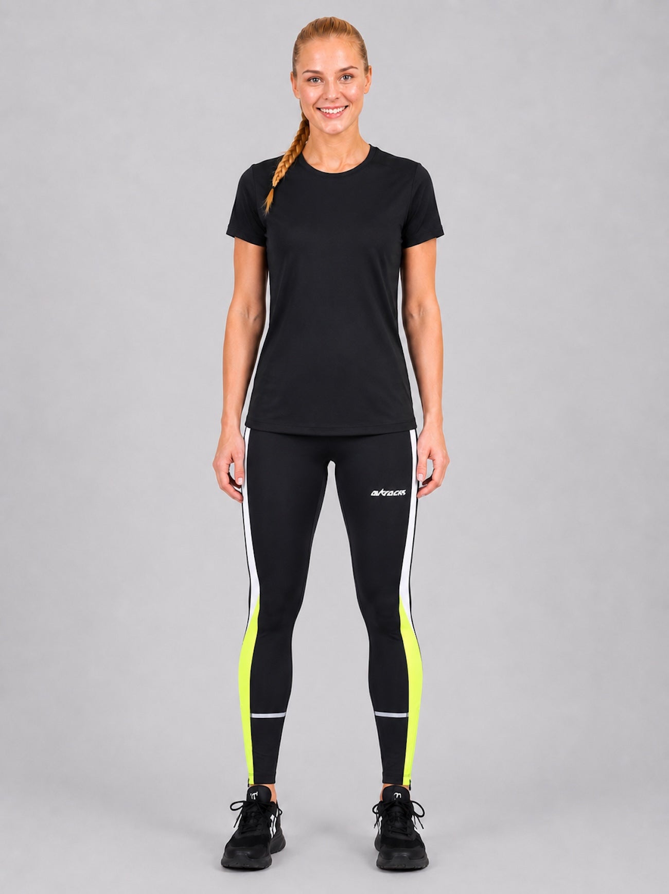 Pantaloni da corsa femminile lang neri neon