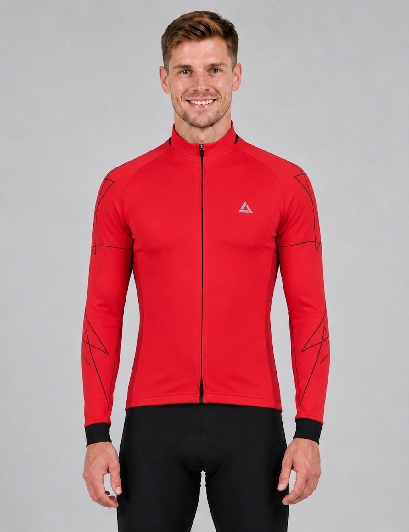 Herren Fahrradtrikot Langarm Pro Line Rot