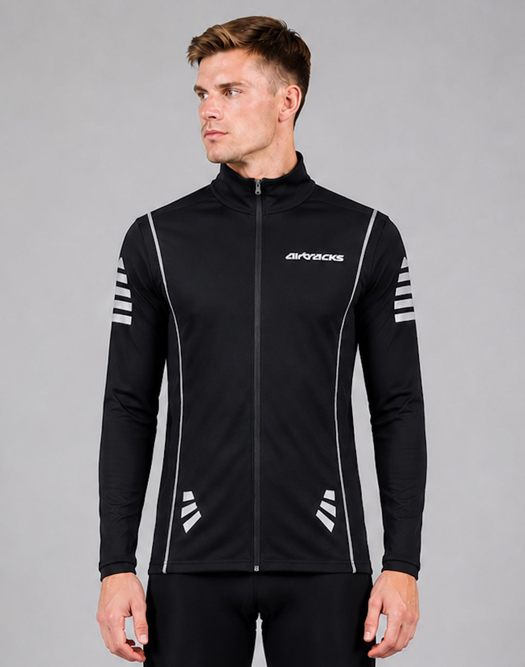 Fahrradtrikot Langarm Herren | Damen | Winter Pro | Windstopper | Thermo Radtrikot | Schwarz L